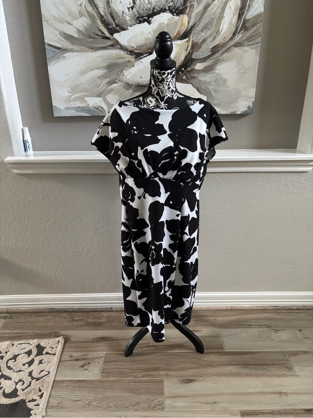 Calvin Klein Black and White Floral Dress